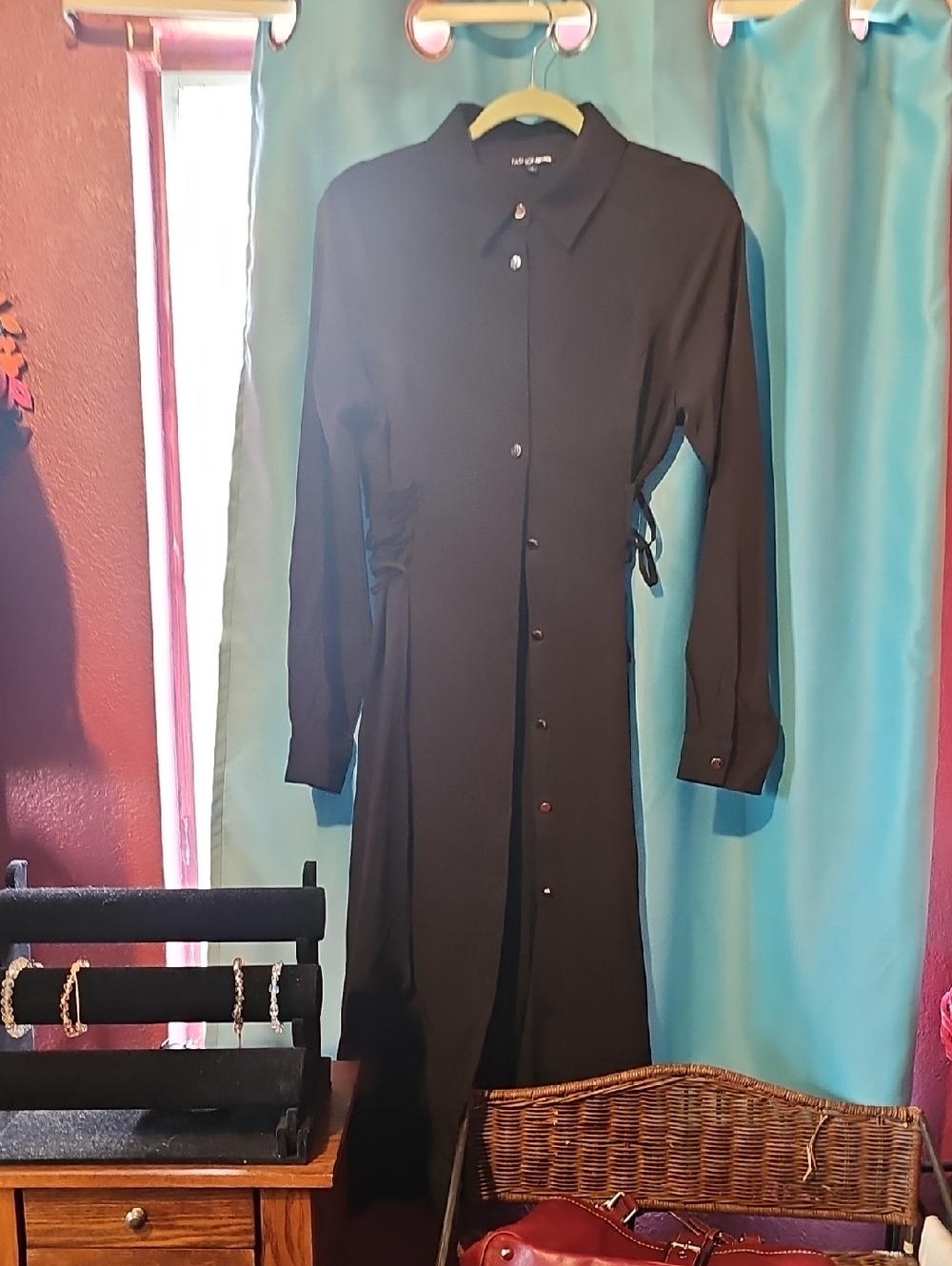Fashion Nova Black Collared Button Dress